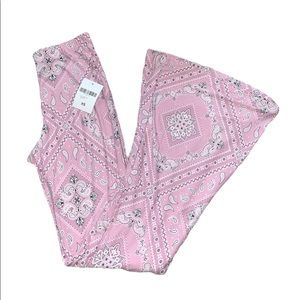 Pink & white bandanna pattern flair pants.